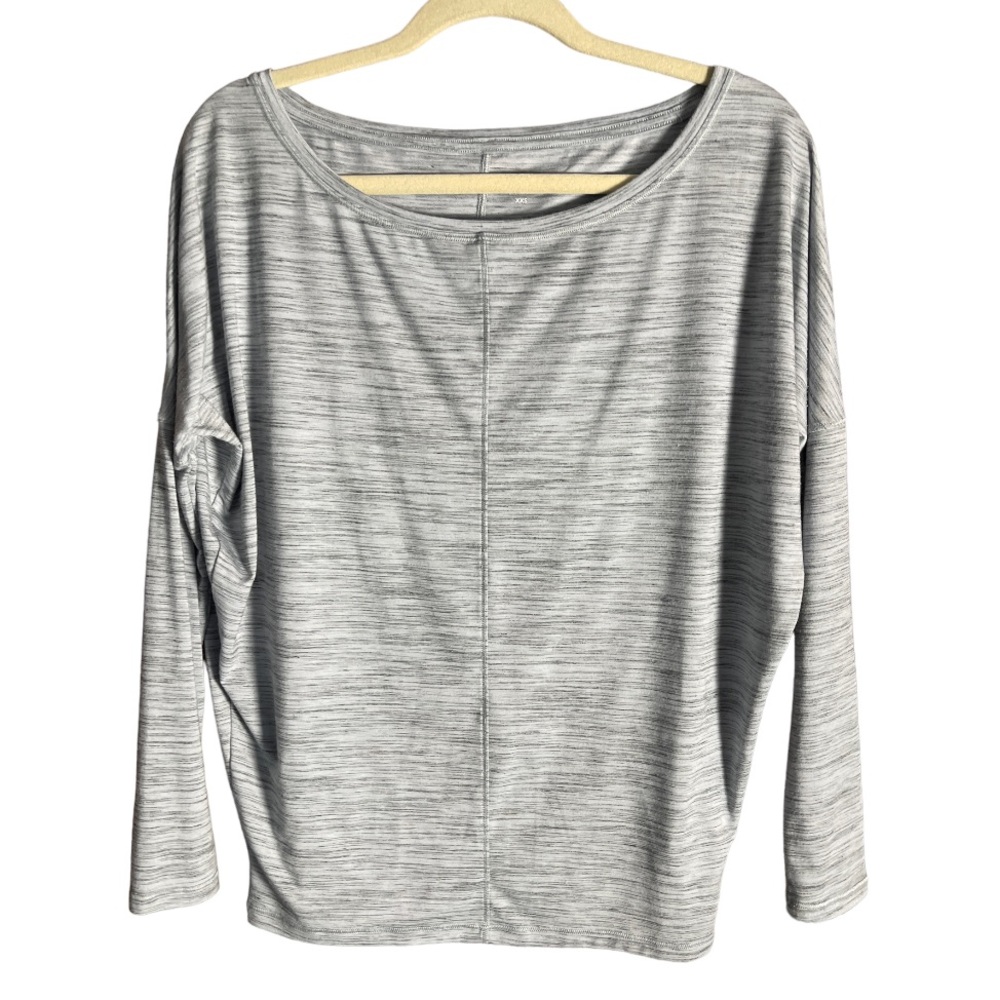 Athleta Flow Top Essence Spacedye,Glacial Blue/ Anthracite Grey SIZE XXS